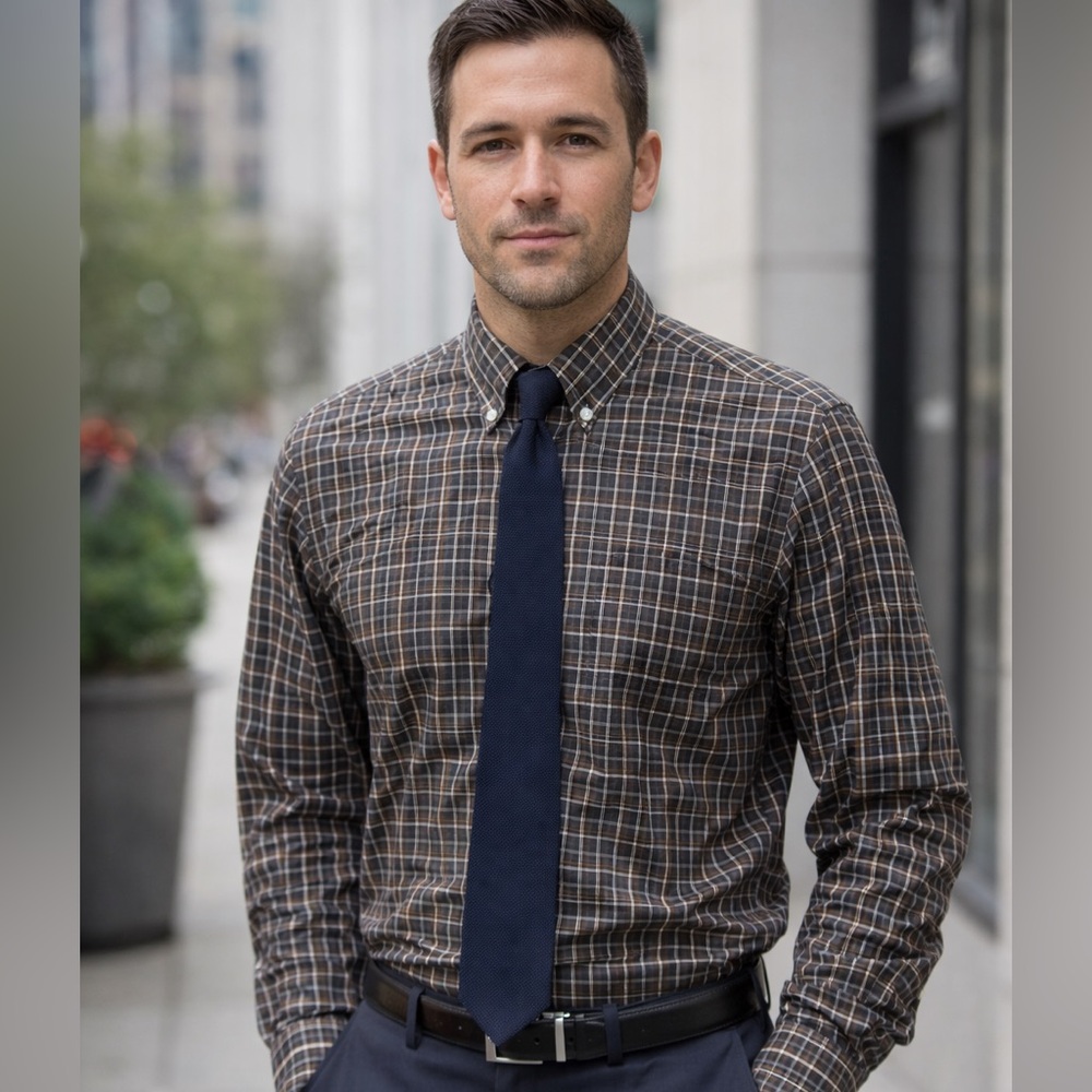 Ralph Lauren Men's Black and White Plaid Shirt